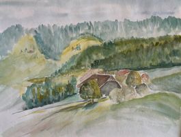 Maria Fischer Walpen, Aquarell, Emmental, Landschaft