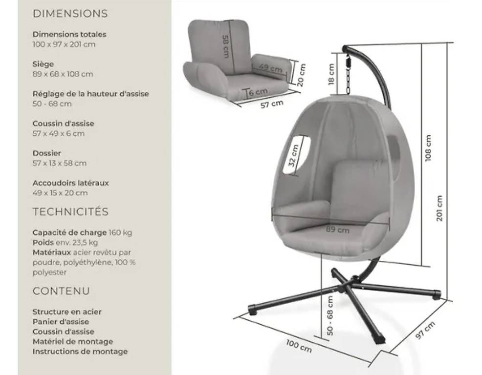 Poltrone pensili da giardino: Fauteuil Suspendu – Usato da Meyrin venduto da ren_9m5m