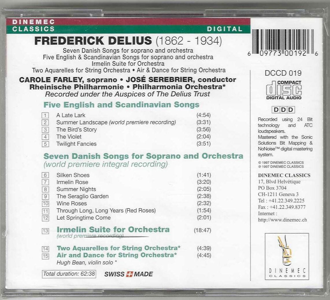 CD: Carole Farley Sings Delius - neue – Nuovo e nell'imballaggio originale da Genève venduto da CDLPBookS 1