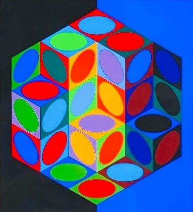 Grafica & Litografie: Victor Vasarely, mehrfarbige Lithographie – Usato da Einsiedeln venduto da Brocki59 4