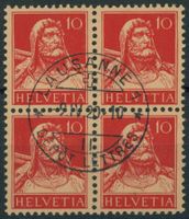 1914 - Tellbrustbild TypeI - Viererblock - gestempelt