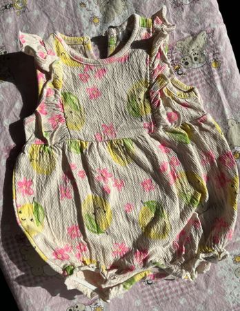 Tutina bambina estiva con fantasia frutta e fiori 68cm