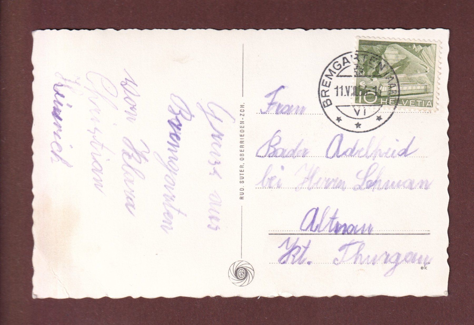 Ansichtskarten: BREMGARTEN - Marktgasse - 1956 – Gebraucht aus Pully von nicecards-shop 1