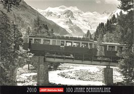Morteratsch GR Berninabahn in der Montebello-Kurve Bahn