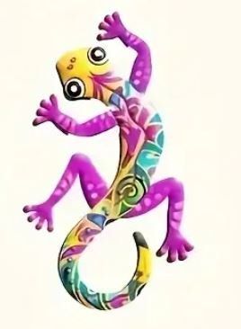 Statuette: Gecko farbig Metall (30 cm) – Nuovo e nell'imballaggio originale da Langenbruck venduto da Gumsi