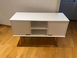 TV-Möbel weiss mit Holzbeinen, gebraucht & guter Zustand