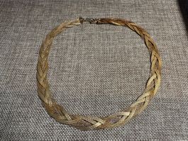 Wunderschönes geflochtenes Silber Collier 925, vergoldet