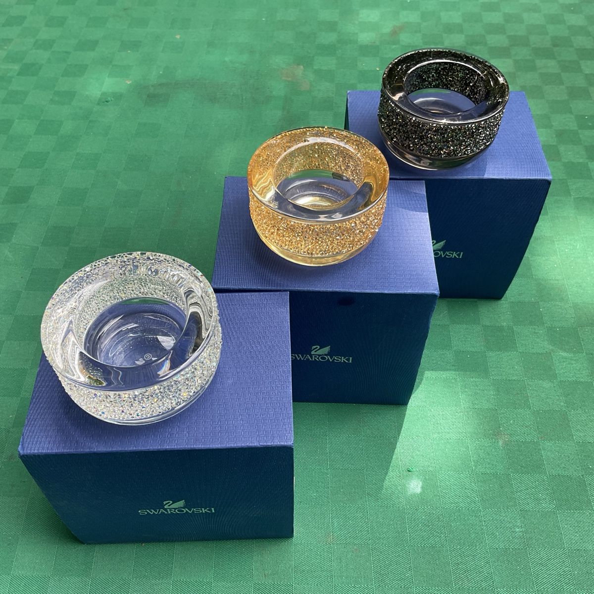 Swarovski Portacandele: 3 ORIGINAL SWAROVSKI TEELICHT HALTER MIT BOX – Nuovo e nell'imballaggio originale da Adlikon b.Regensdorf venduto da Crystaldragon09
