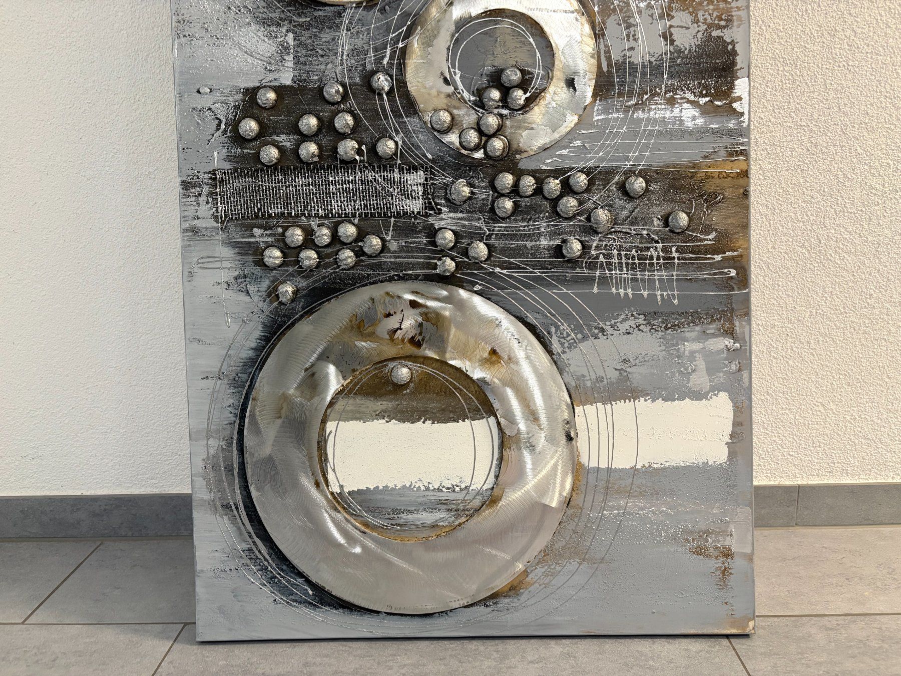 Gemälde: 60 cm breitx 120 cm hoch Acryl Gemälde Metallringe – Gebraucht aus Ottenbach von TimelessEmotions. 4