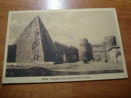 Italien, alte Postkarte Rom-Basel, 1911,Rom Piramida di Caio