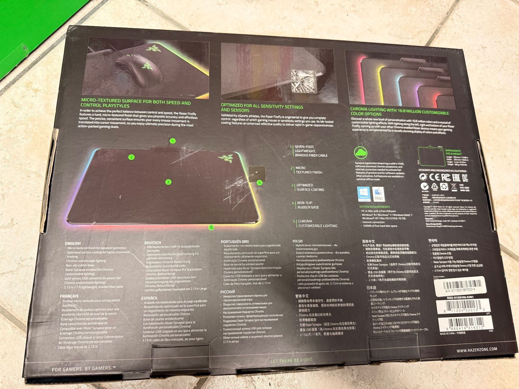 Razer Tappetini per mouse: Razer Firefly Mousepad, LED, Harte Gaming Maus Matte – Nuovo e nell'imballaggio originale da Recherswil venduto da Yasa97 1