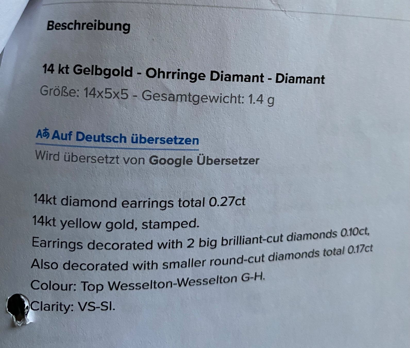 Orecchini pendenti & Orecchini a lobo: Gelbgold - Ohrring - Diamanten – Nuovo (secondo la descrizione) da Zürich venduto da Sol65 3