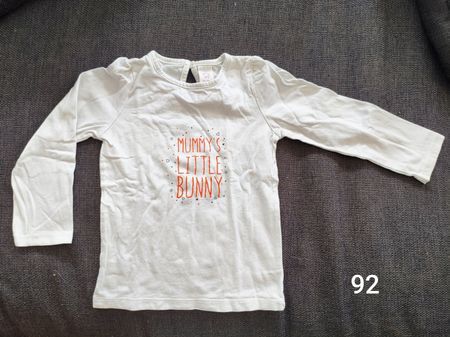 Langarmshirt weiss Grösse 92 "Mummy's Little Bunny"