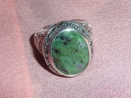 bague avec pierre de jade et en argent 61 unisexe neuf
