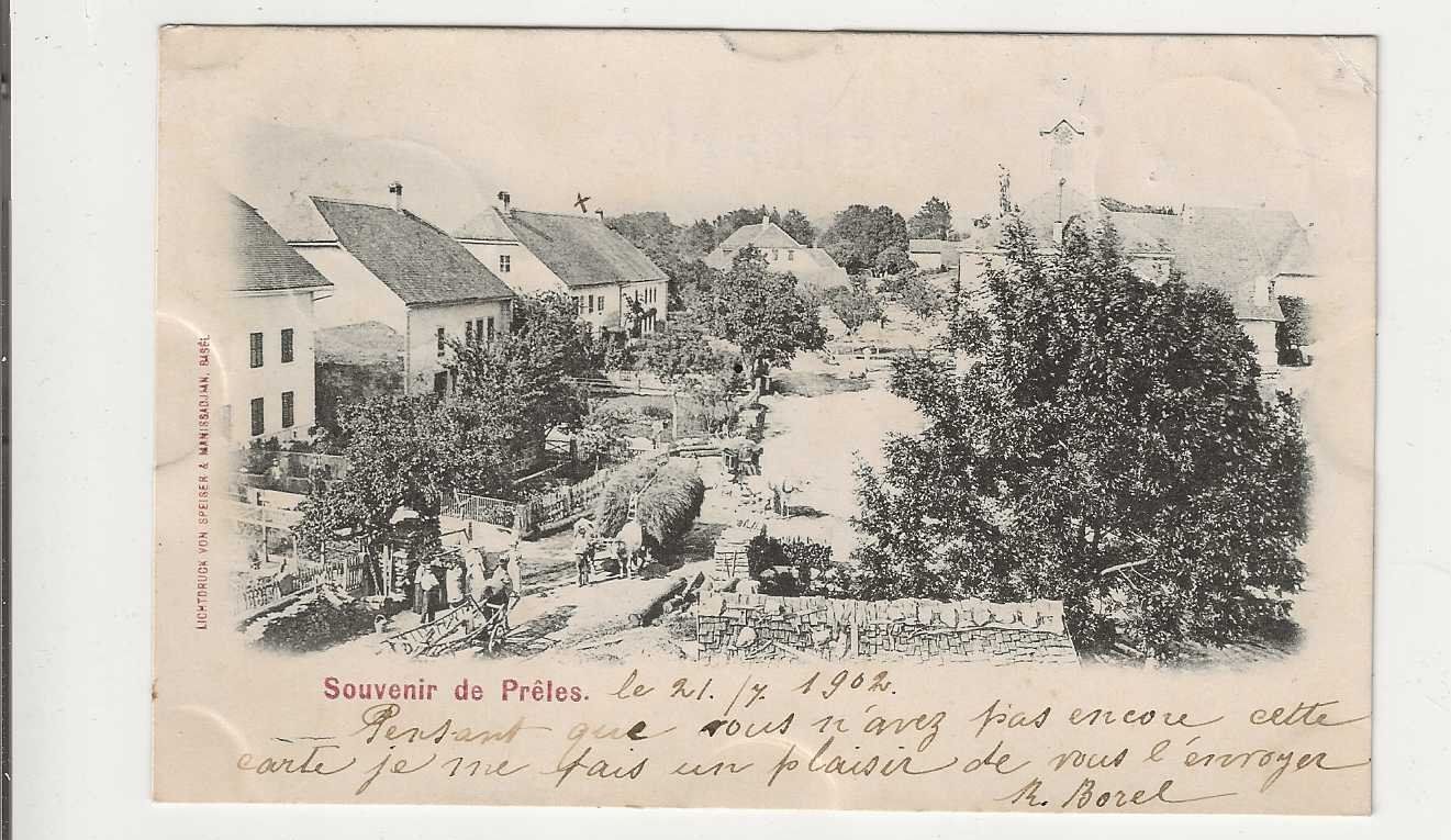 Cartoline postali: Prêles, / Prägels, 1902, Litho – Usato da Spiez venduto da Niesen20