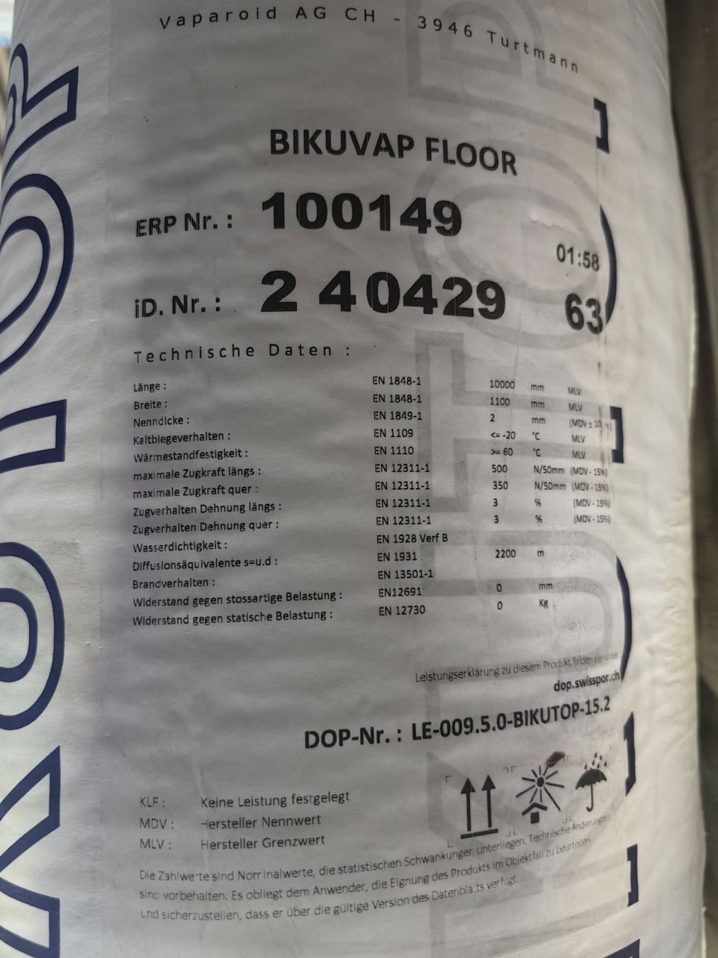 Sanitari: Bitumen Dichtbahn Reste 3,56m – Usato da Ormalingen venduto da sopra_energie 2