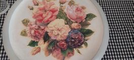 Blumen Serviertablett, Durchmesser 33cm - Vintage Stil!