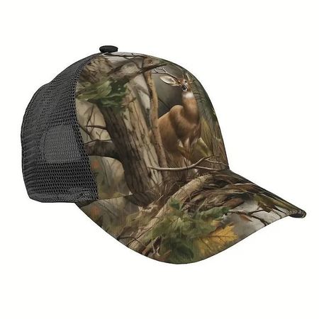 Jäger-Cap mit Hirsch und Wald-Motiv - Verstellbar