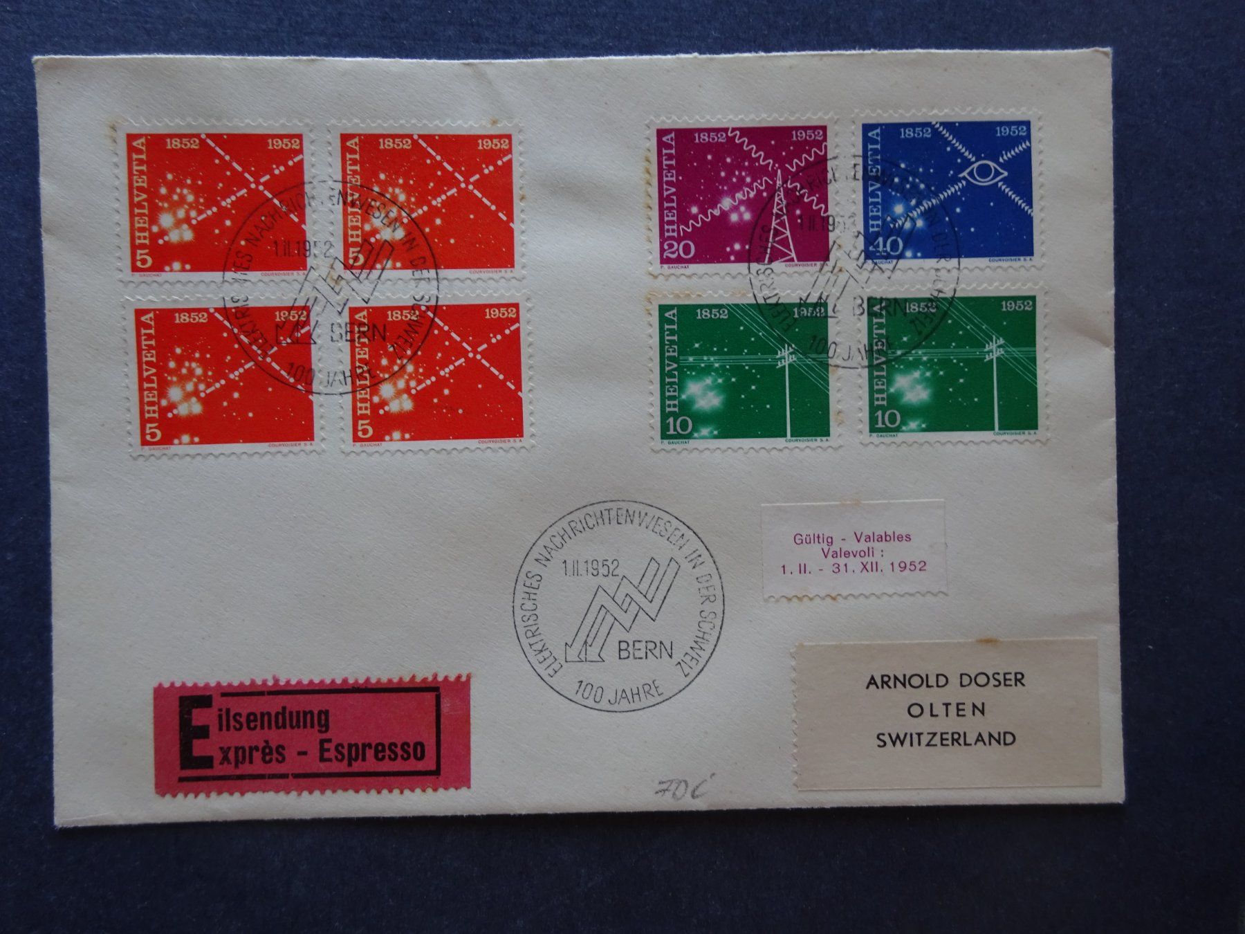 Tutti i francobolli: 1952 Z-Nr. 309 - 312 FDC – Usato da Appenzell-Steinegg venduto da adi1975