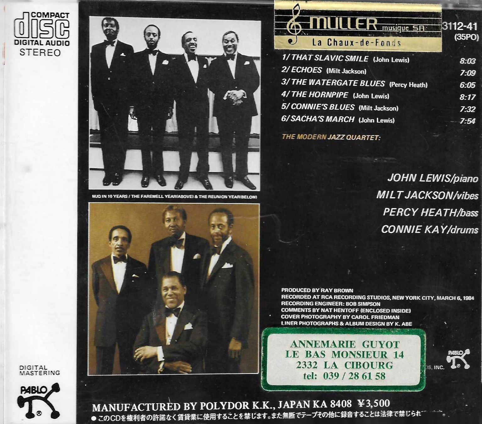 CDs: The Modern Jazz Quartet - Echoes – Gebraucht aus Savagnier von Ne2065 1