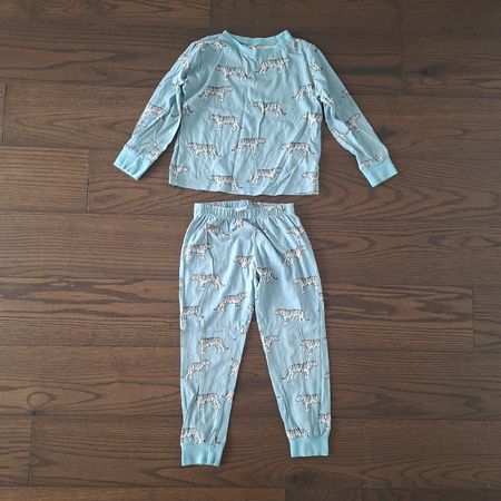 Pyjama Kinder Kids blau Tigermuster Grösse 110/116