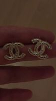 Chanel insperierte Ohrringe CC Logo goldfarben mit Steinen
