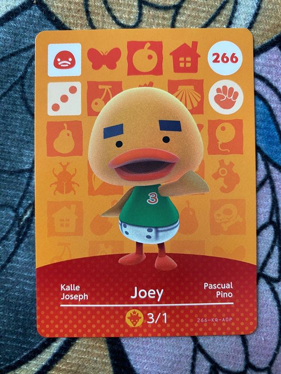 Carte Amiibo Animal Crossing 266 Joseph / Joey - Série 3 EUR - Near Mint