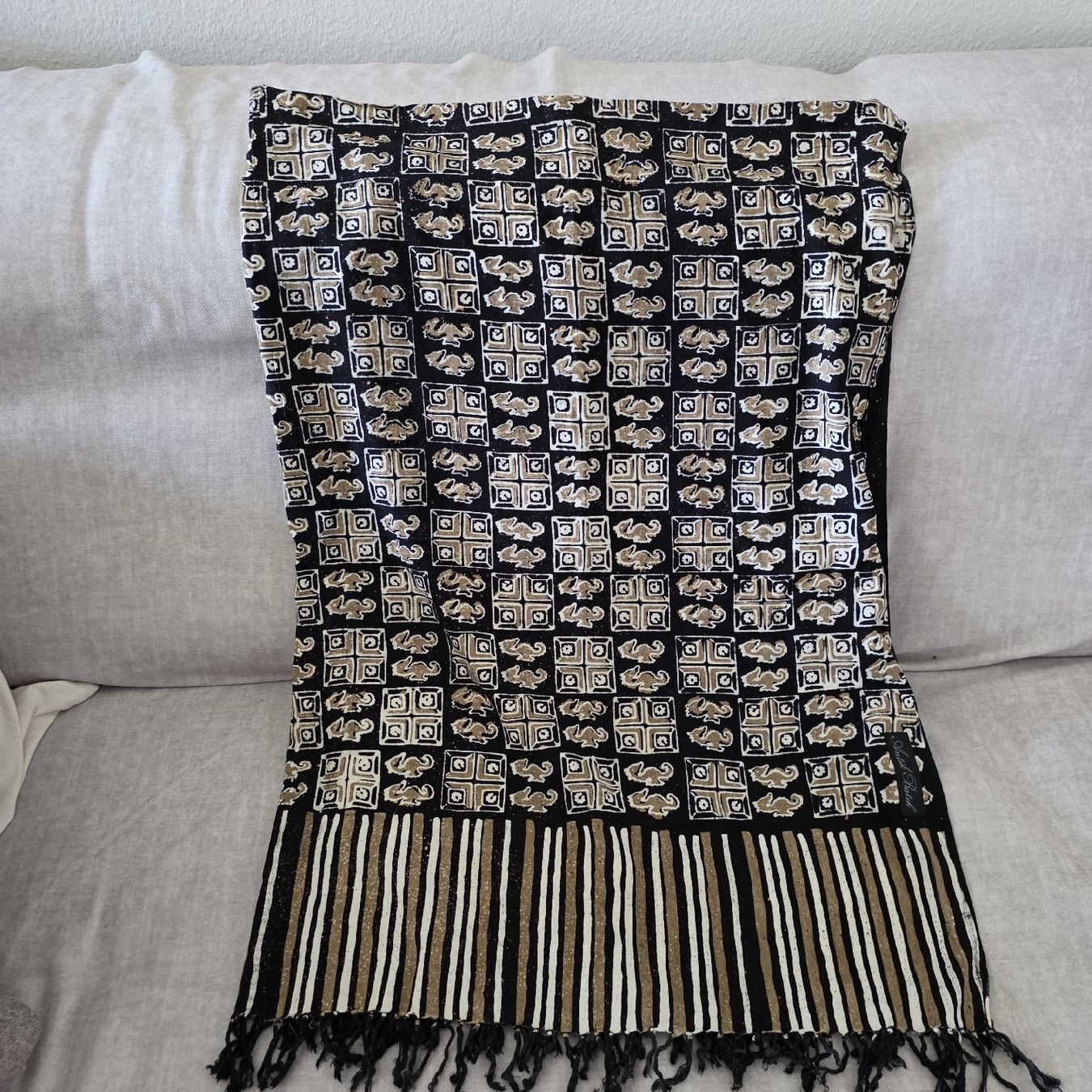 Tissus: Antik Batik  Strand-Sarong Geometric Pattern Black Beige – Neuf (Voir description) à Zollikofen par Tamyru77