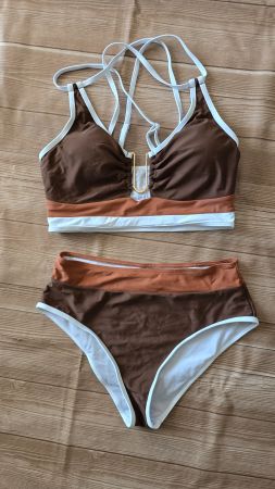 😍 High Waist & Cross-Back Bikini - 38 - Colorblocking 👙