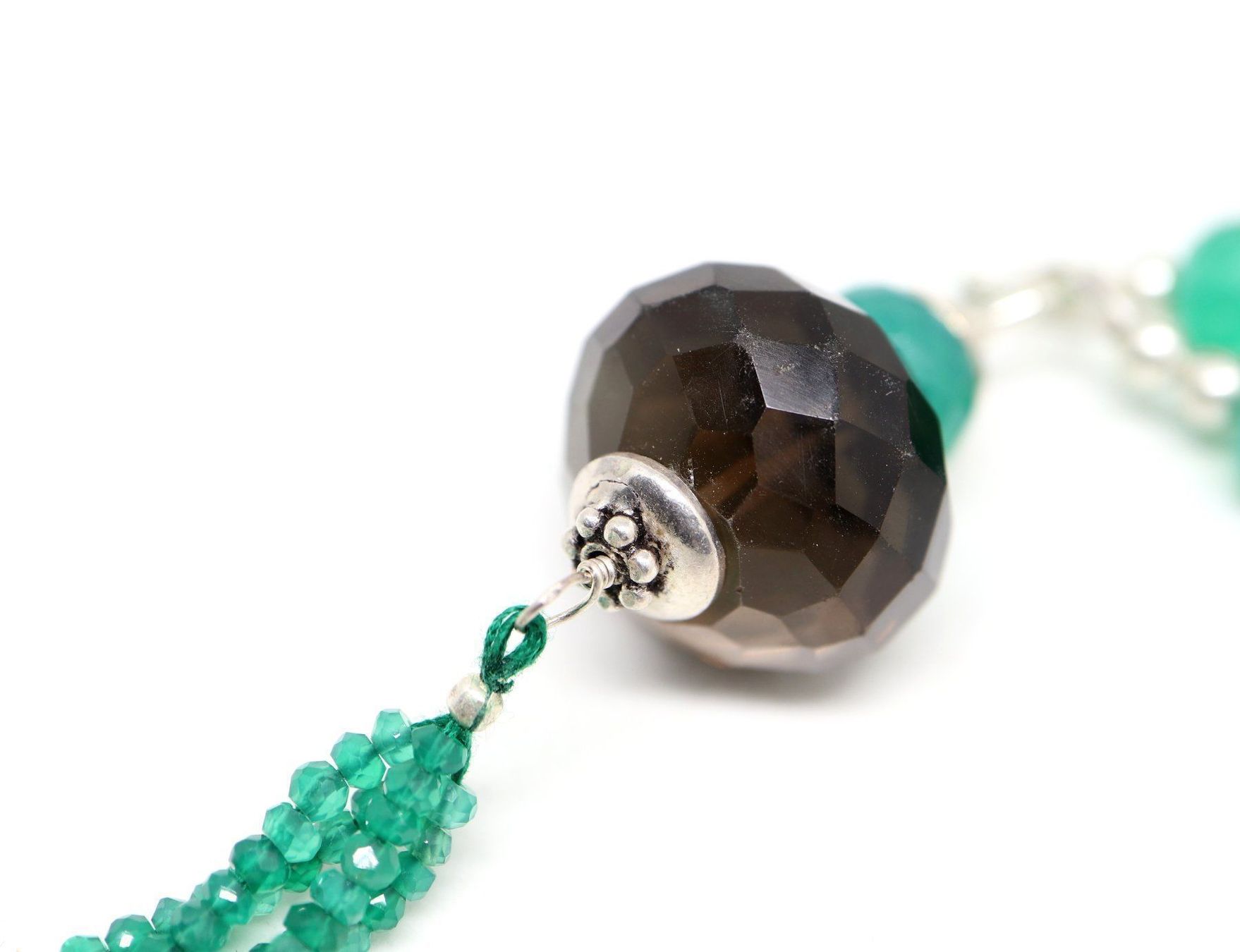 Catenine: Sautoir ONYX VERT & Quartz Fumé – Argent 925 – Fait en Suiss – Nuovo e nell'imballaggio originale da Lausanne venduto da Ory7 1
