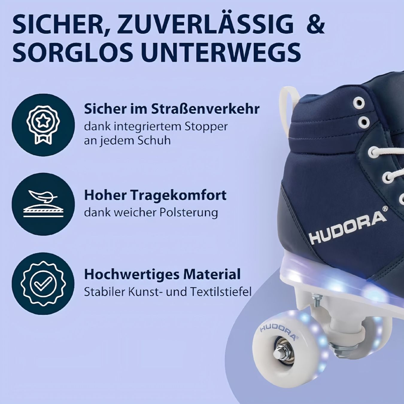 Pattini in linea & Pattini a rotelle: Hudora Rollschuhe »Advanced« LED in Navy. – Usato da Liestal venduto da sbliestal 7