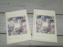 2 Glückwunschkarten Veilchen Kranz / H