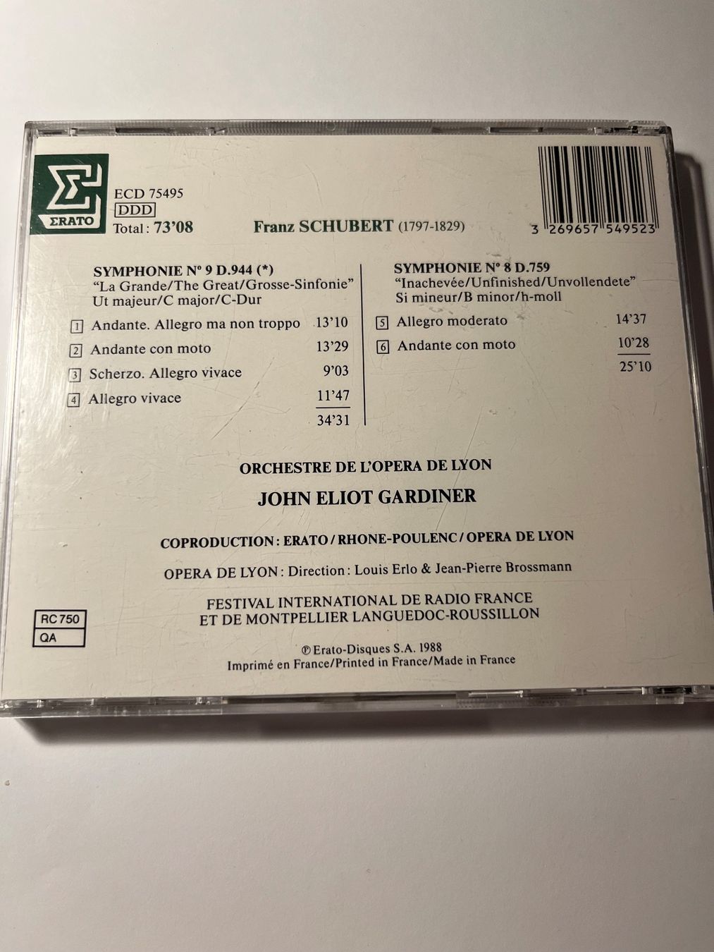 CDs: SCHUBERT - SYMPHONIES N°8 & N°9 - GARDINER – D'occasion à Lausanne par sbar224 1