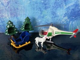 Playmobil Spielsachen Helikopter Bäume Schlitten Sandkasten