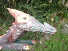 Holzfigur Drachen handgemacht handbemalt L ca 28cm ASIEN