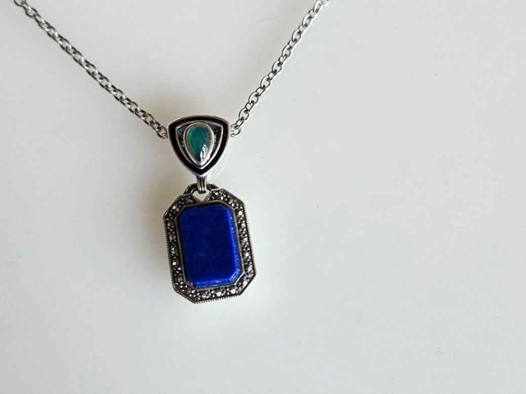 Catenine: Silber Kette mit Lapislazuli – Nuovo (secondo la descrizione) da Winterthur venduto da ste_tcx5