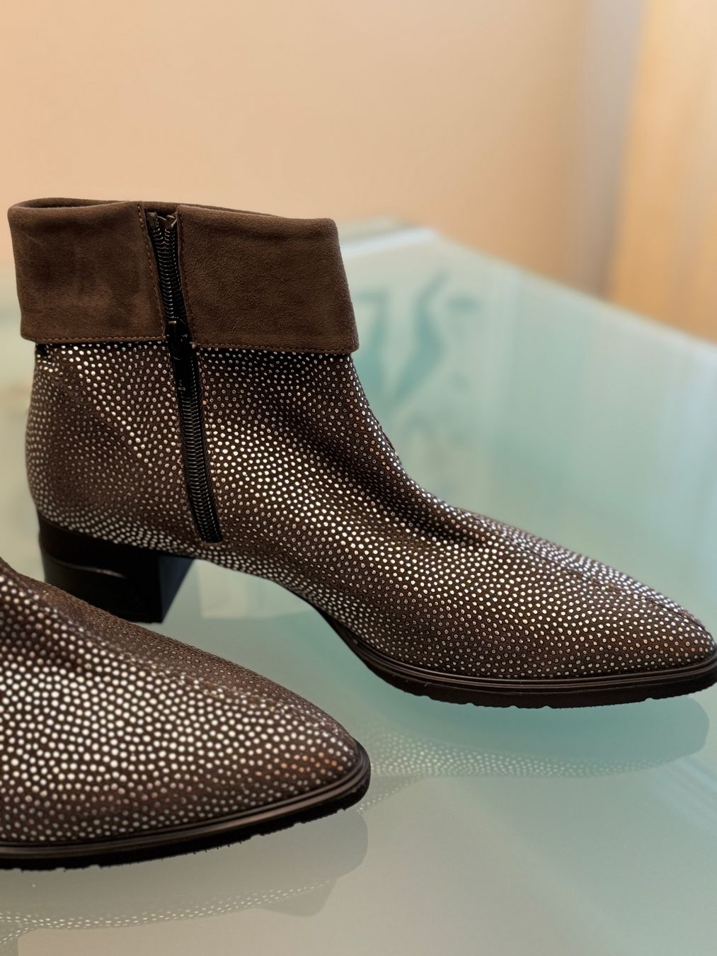 Brunate Scarpe da donna: Damen Stiefeletten Leder mit Glitzer – Nuovo (secondo la descrizione) da Unterägeri venduto da Jr61 3