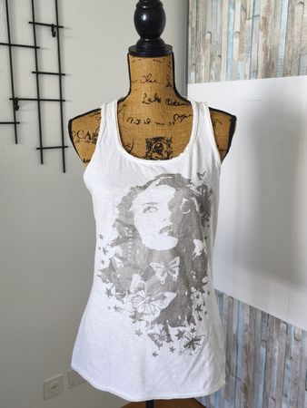 Damen Tanktop weiss Grösse M mit Print guter Zustand