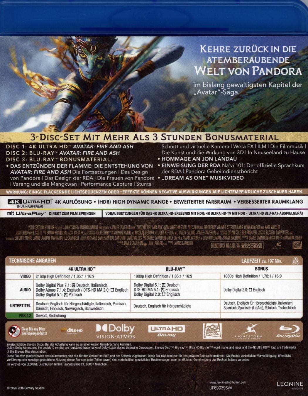 Tutti i DVDs: 2 Blu-ray Discs: Avatar - Fire and ash (NEUE Discs!) – Nuovo (secondo la descrizione) da Zofingen venduto da Chris-Jo-Noe 1