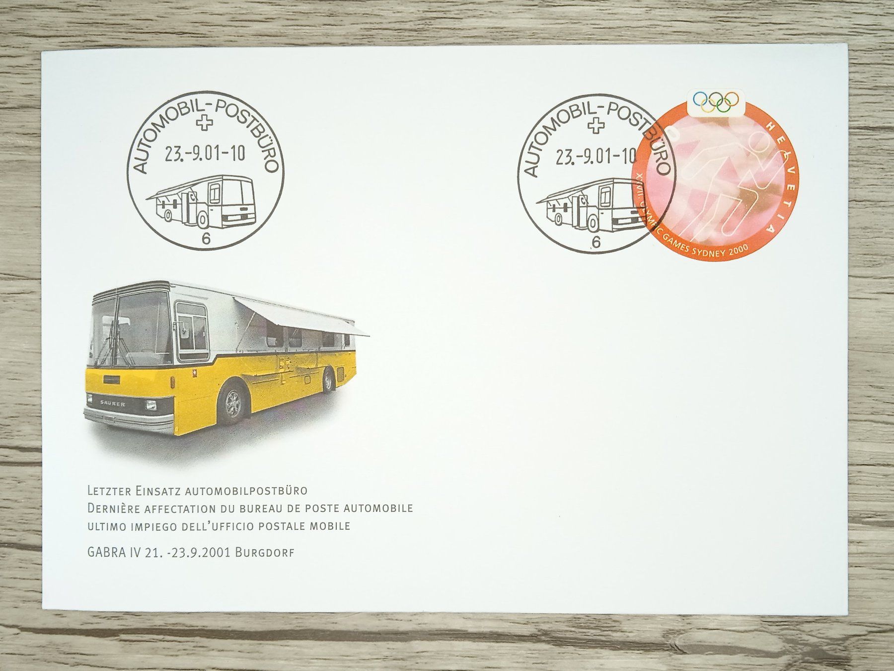 Tutti i francobolli: TR100 Enveloppe Suisse + Timbre 2001 – Usato da Cousset venduto da Patrick_Collections