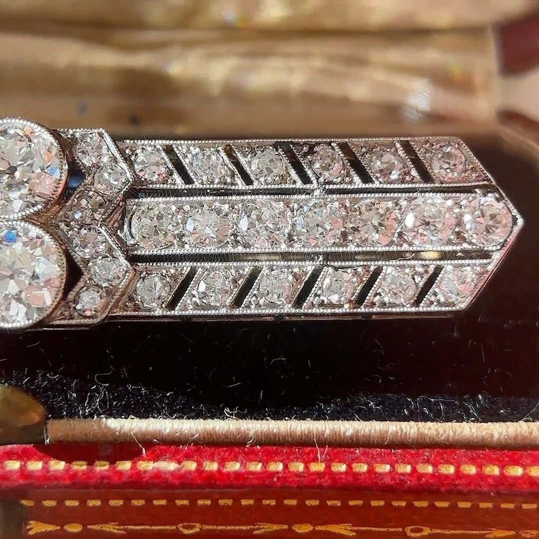 Spille & Fermagli: Art Deco 3.8ct Altschliff Diamant Brosche – Usato da Embrach venduto da estzeh1 4