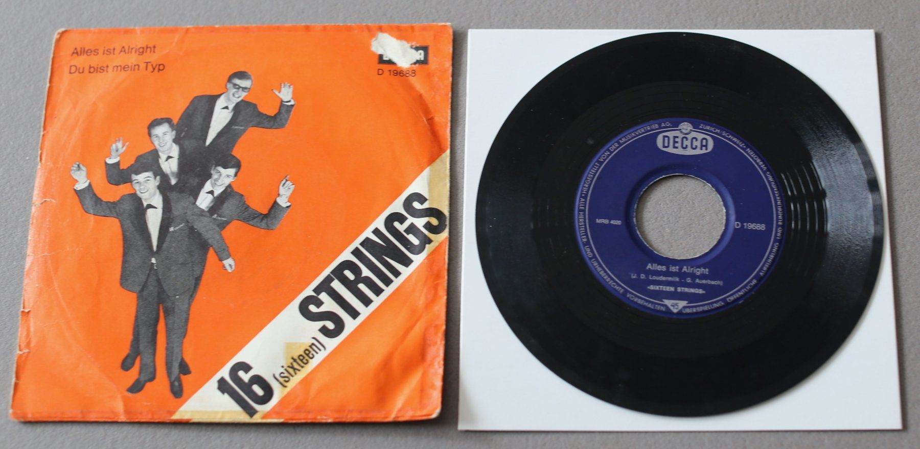 Dischi in vinile: Single, CH Beat, The 16 Strings, Alles ist Alright, Decca 65 – Usato da Biel/Bienne venduto da 808.3 1