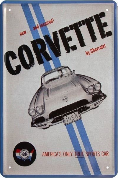 Insegne: Blechschild-CORVETTE 1958 KULT AUTO – Nuovo e nell'imballaggio originale da Rupperswil venduto da big-one-sale