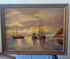 Ölgemälde Segelschiffe gerahmt 76 x 58 cm
