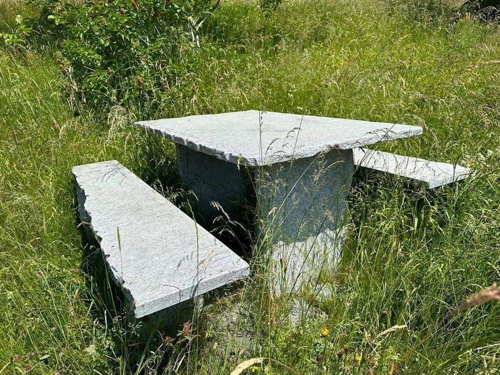 Gartentisch aus Naturstein mit zwei Bänken Kaufen auf Ricardo
