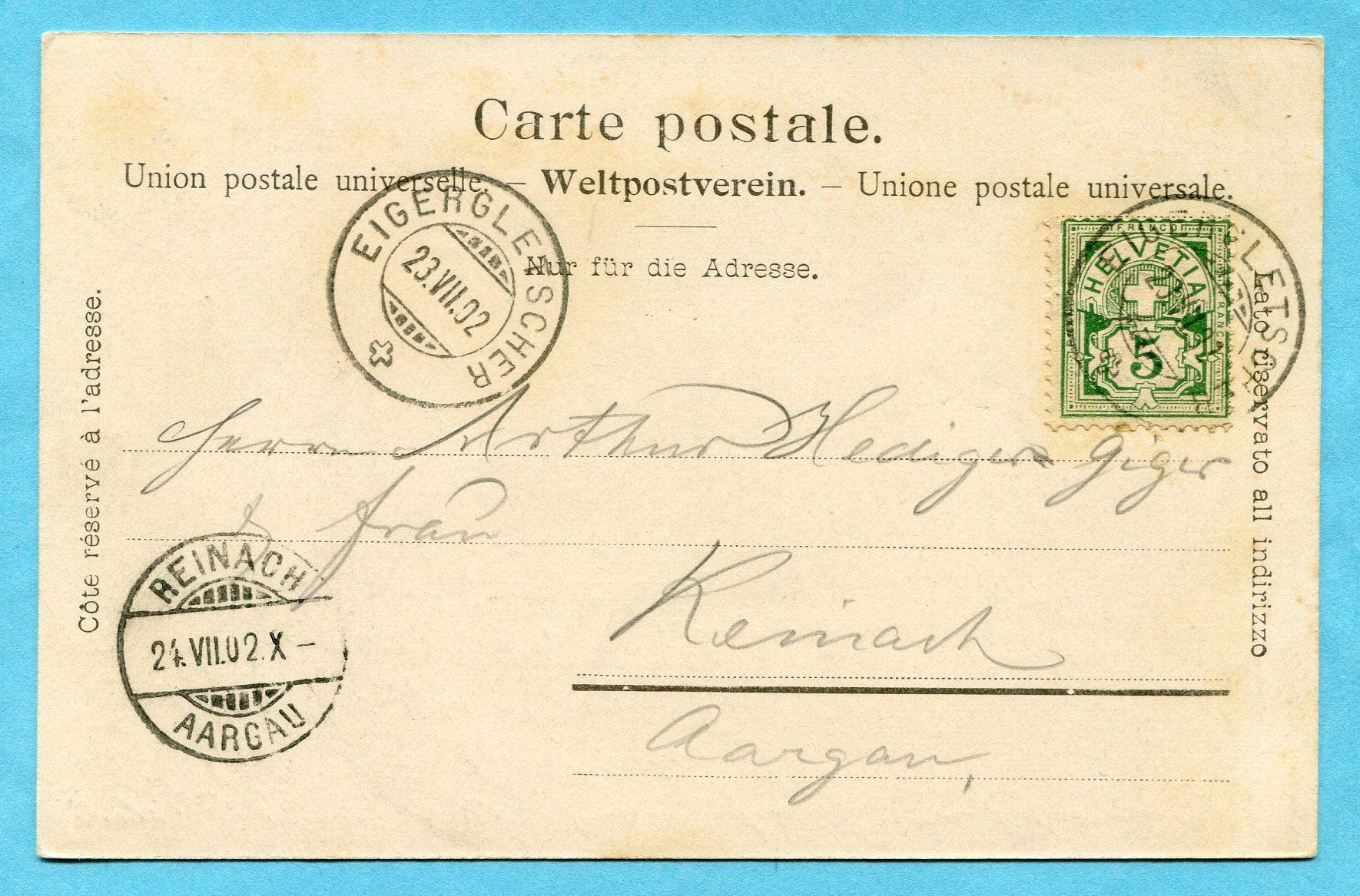 Cartoline postali: Gruss vom Eigergletscher ! 1902 – Usato da Opfikon venduto da Prophila 1