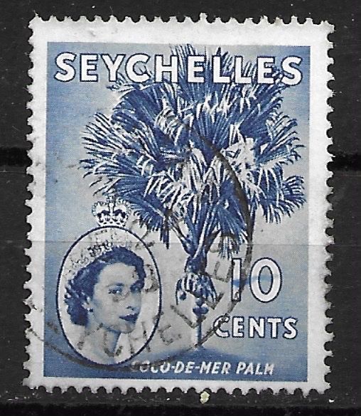 Alle Briefmarken: Seychellen 1956: Seychellennusspalme – Gebraucht aus Zürich von Rainstamps