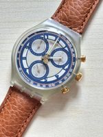 Swatch Chrono Uhr 1992 braunes Lederband ungetragen neu