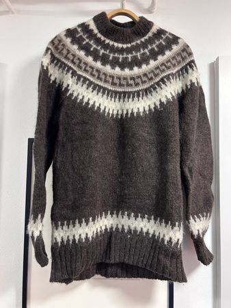Icelandic Wool Sweater Brown Patterned Unisex