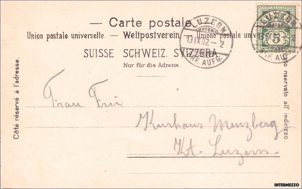 Cartoline postali: Luzern // 1902 Musegg Pilatus // Sommer – Usato da Basel venduto da intermezzo12 1